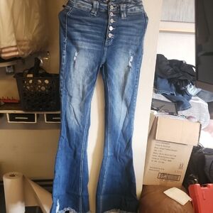 KanCan Medium Wash Button-Fly Flare Jeans